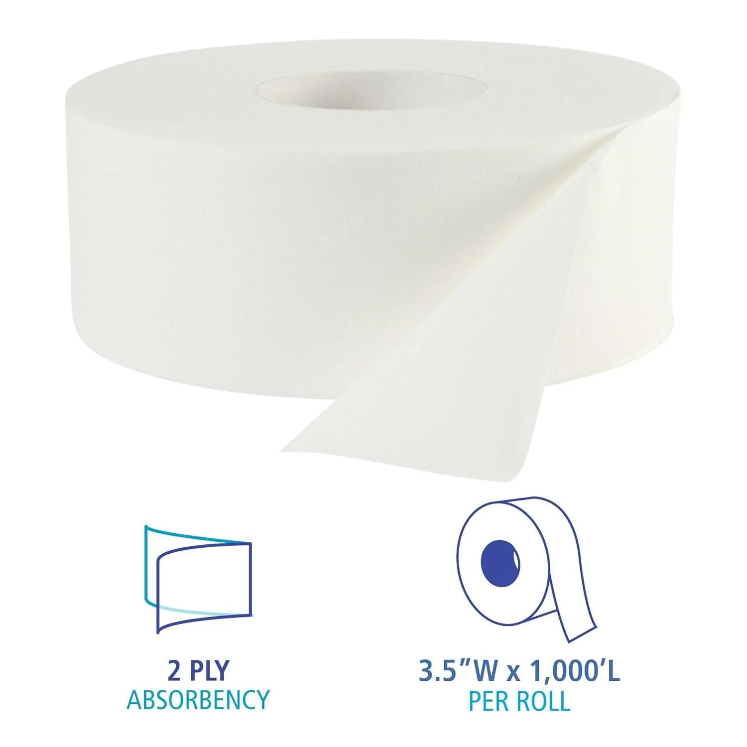 Boardwalk 6100 JRT Bath Tissue, Jumbo, Two-Ply, 1000 ft, White (Case of 12)