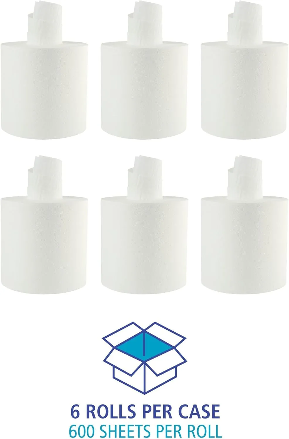 Boardwalk Bathroom Center-Pull Disposable Hand Paper Towel Roll, 2-Ply, 7.6 x 8.9, 600/Roll, 6/Carton, White