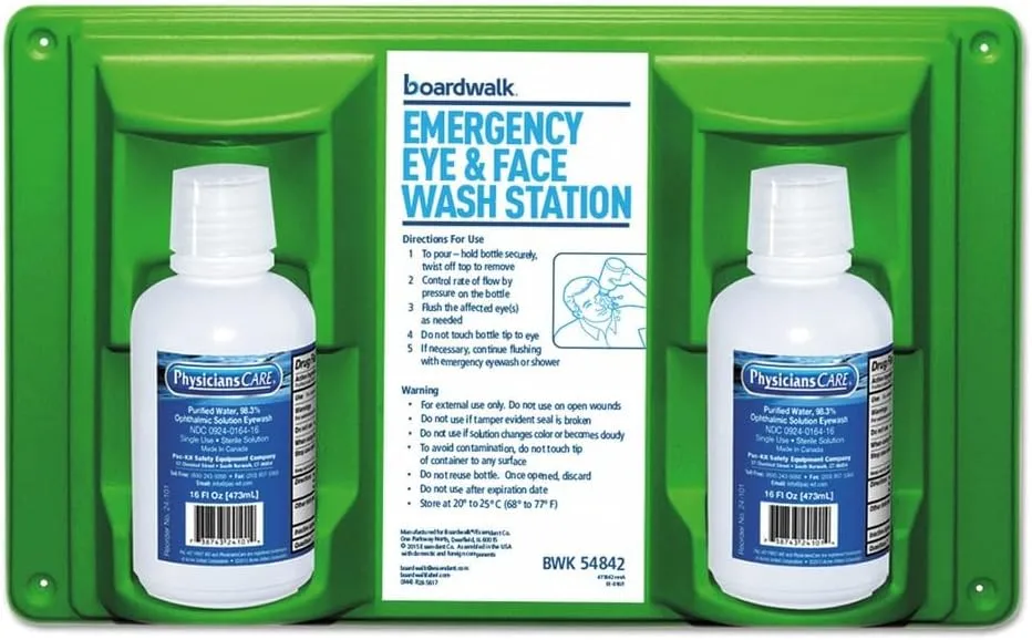 Boardwalk 54842 Emergency Eyewash Station with 16 oz. Bottles (6/Kit)