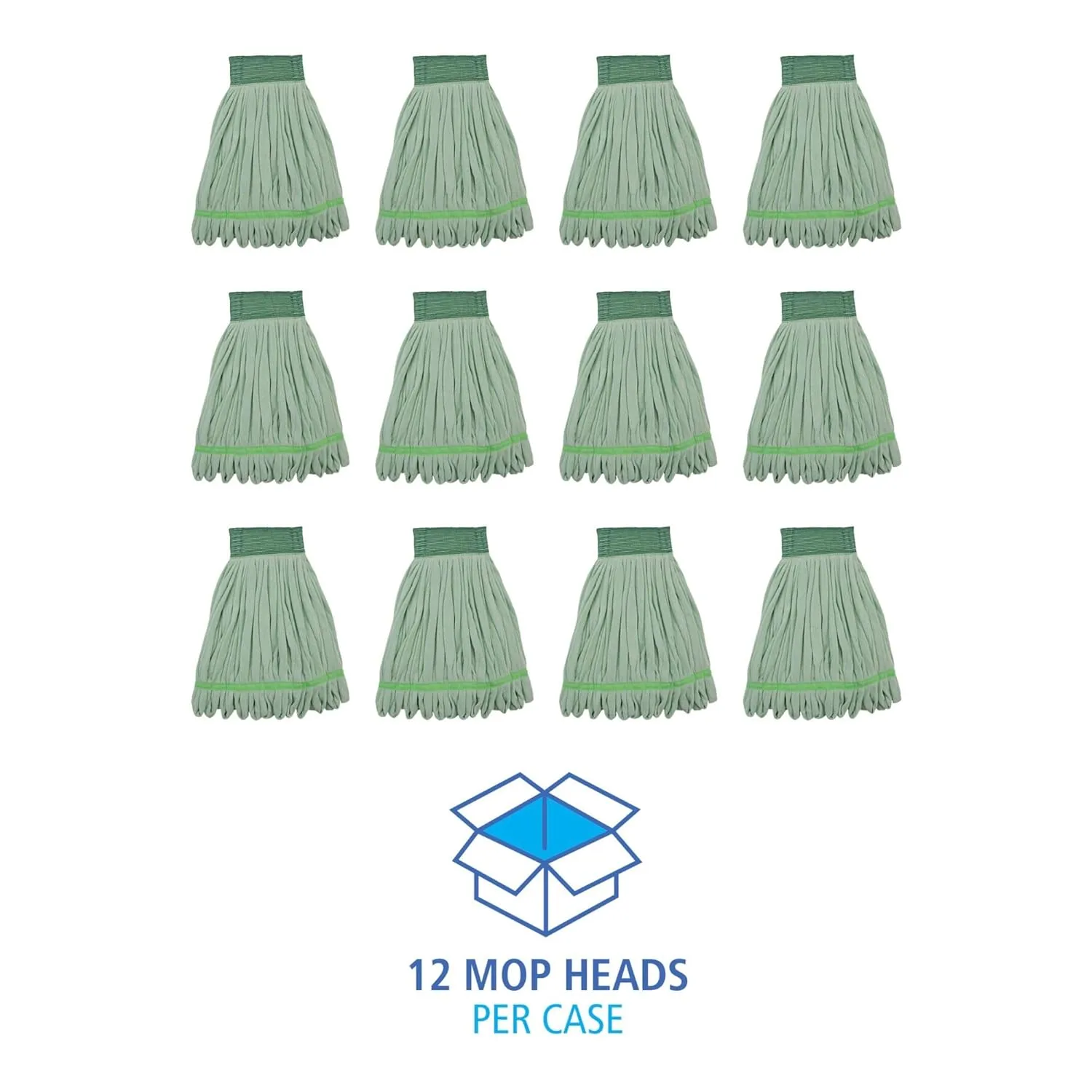 Boardwalk Microfiber Looped-End Wet Mop Heads, Medium, Green, 12/Carton