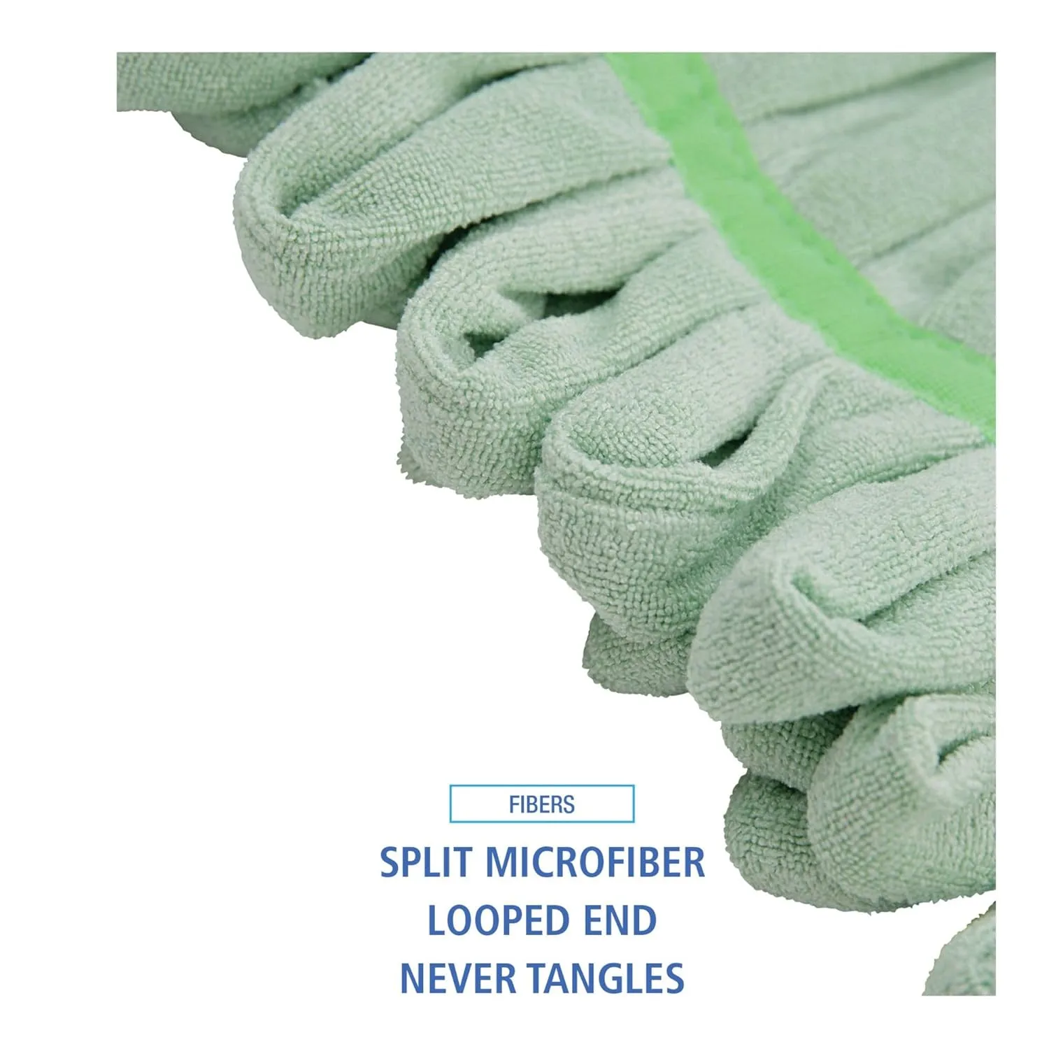 Boardwalk Microfiber Looped-End Wet Mop Heads, Medium, Green, 12/Carton