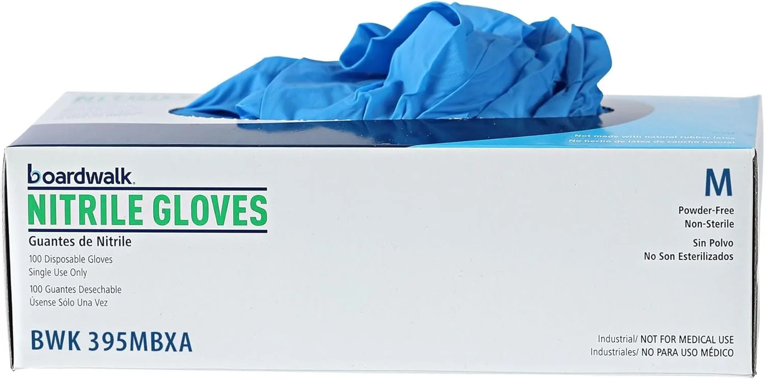 Boardwalk Disposable General-Purpose Powder-Free Nitrile Gloves, Medium, Blue, 5mil, Box Of 100 Gloves
