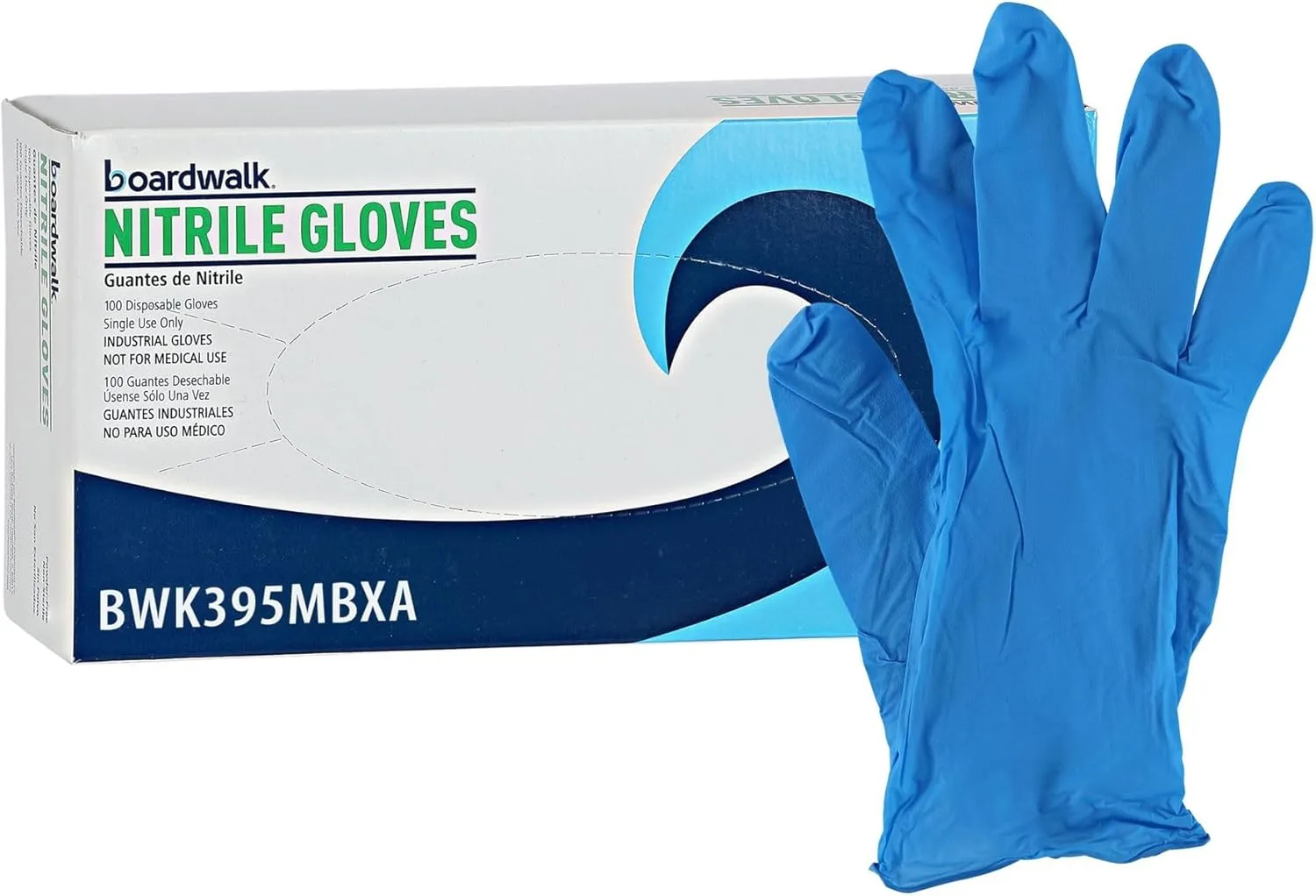 Boardwalk Disposable General-Purpose Powder-Free Nitrile Gloves, Medium, Blue, 5mil, Box Of 100 Gloves