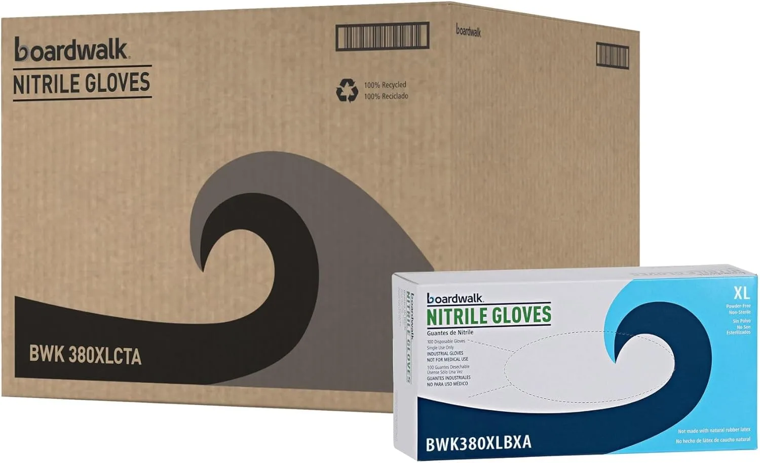 Boardwalk Disposable General-Purpose Powder-Free Nitrile Gloves, X-Large, Blue, 4mil, Box Of 100 Gloves