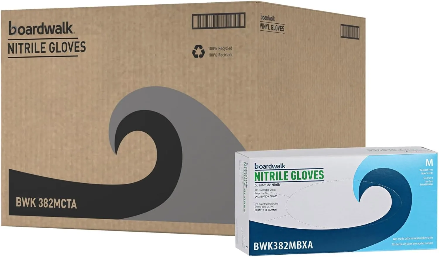 Boardwalk Disposable Examination Nitrile Gloves, Medium, Blue, 5mil, Box Of 100 Gloves
