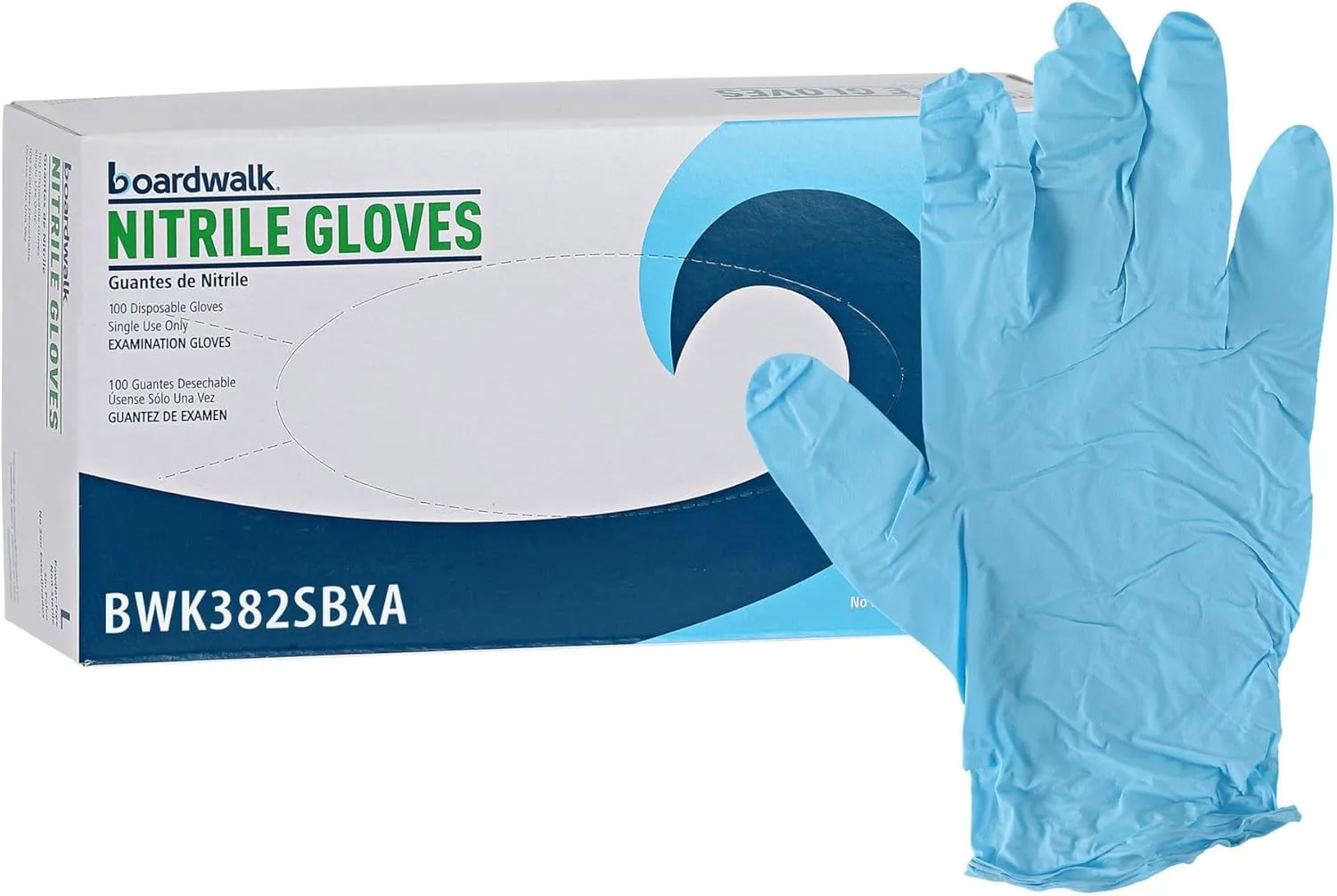Boardwalk Disposable Examination Nitrile Gloves, Small, Blue, 5 mil, 100/Box