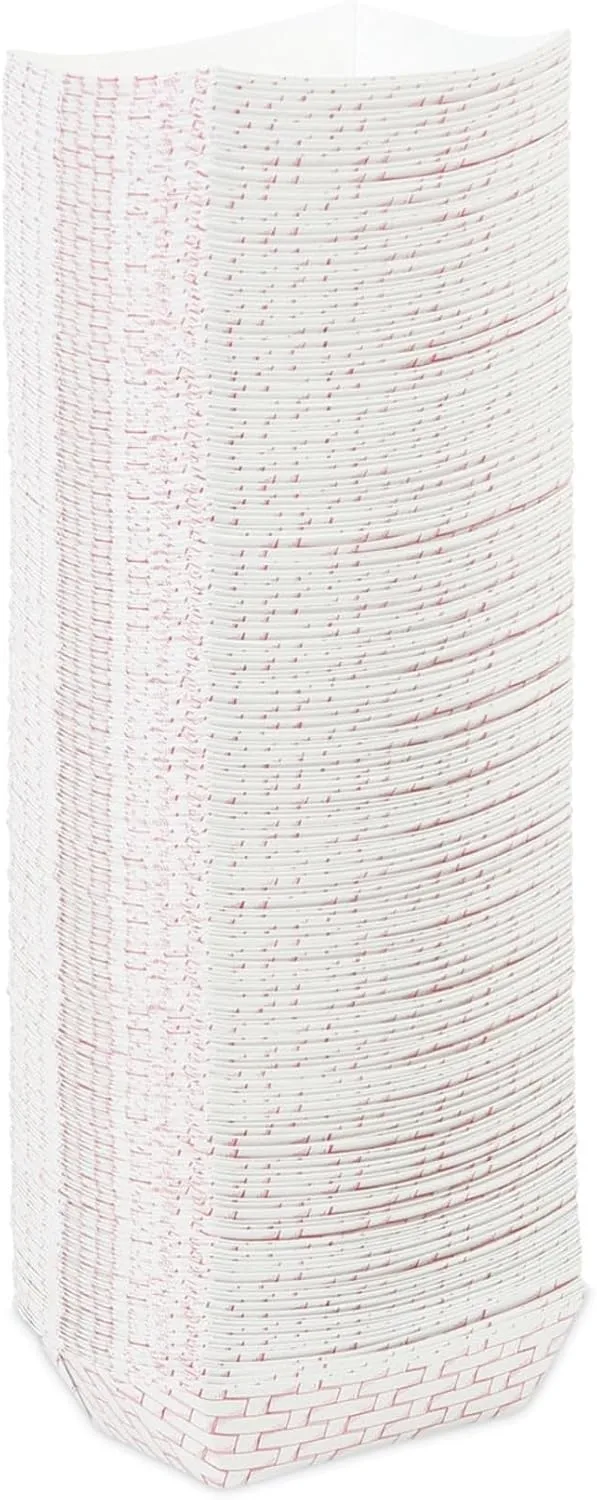 Boardwalk® Paper Food Baskets, 1/2 Lb Capacity, Red/White, Pack Of 1,000