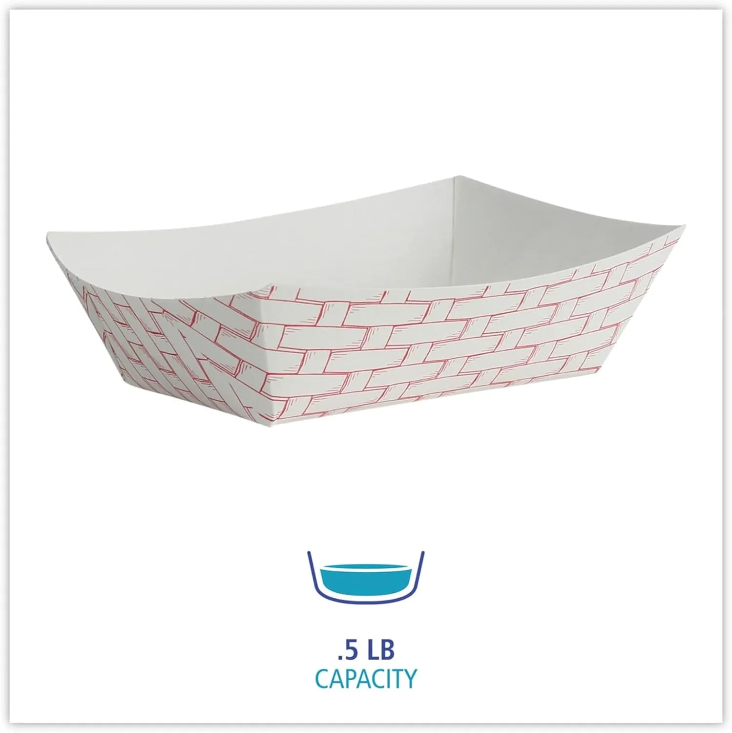 Boardwalk® Paper Food Baskets, 1/2 Lb Capacity, Red/White, Pack Of 1,000