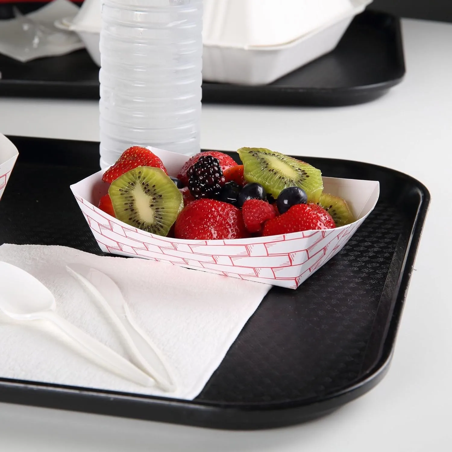 Boardwalk 30LAG200 Paper Food Baskets, 2lb Capacity, Red/White (Case of 1000)