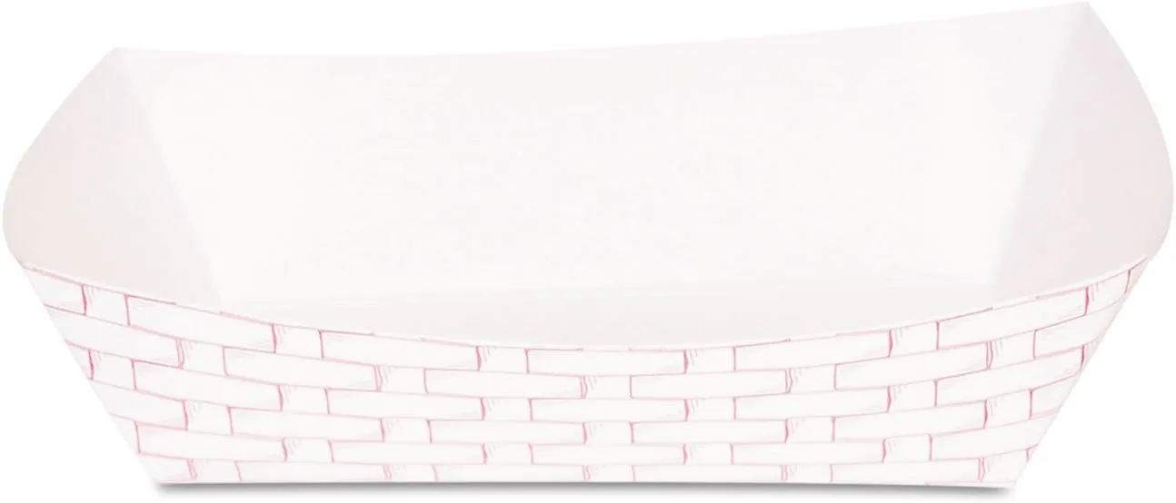Boardwalk 30LAG500 Paper Food Baskets, 5lb Capacity, Red/white, 500/carton (BWK30LAG500)