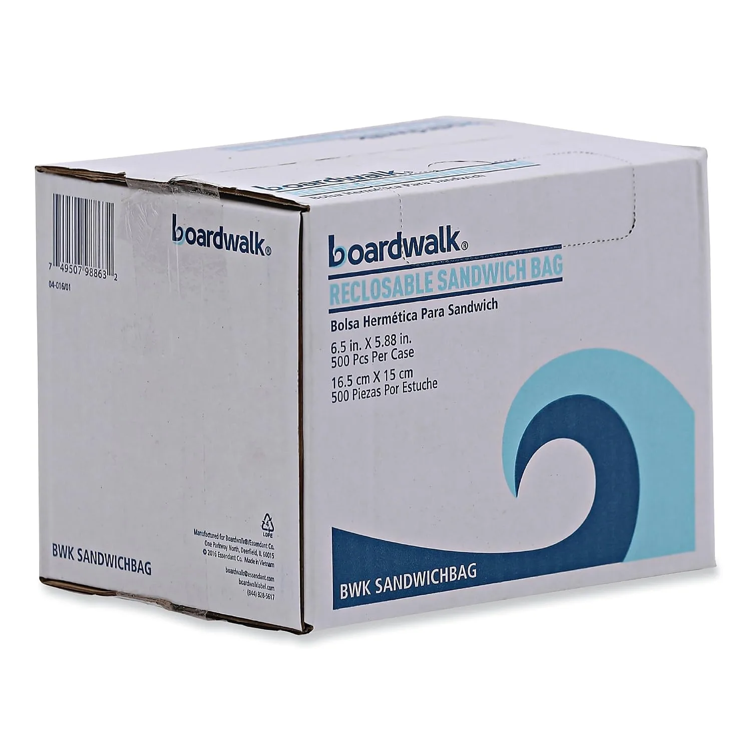 Boardwalk BWKSANDWICHBAG 1.15 mil 6.5 in. x 5.8 in. Reclosable Food Storage Sandwich Bags - Clear (500/Box)
