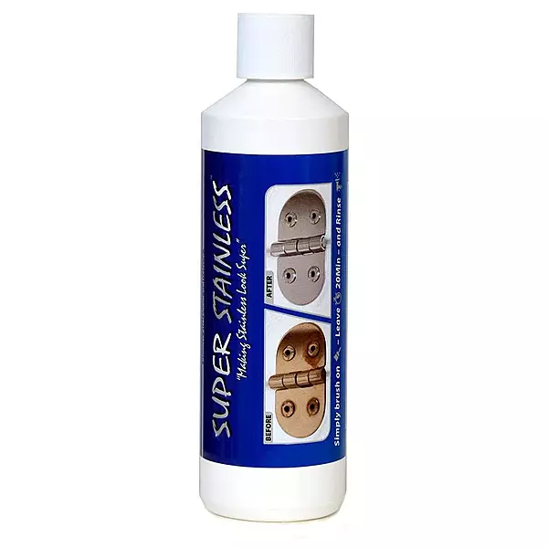 Super Stainless Cleaner and Protector, removes Rust Stains, Re-passivates 316 Grade Stainless Steel Parts on Boats.