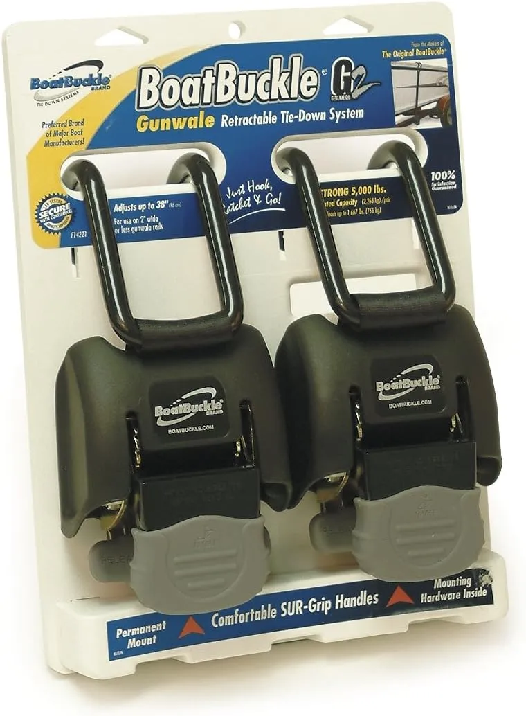 BoatBuckle G2 Retractable Gunwale Tie-Down - 2"-38" - Pair