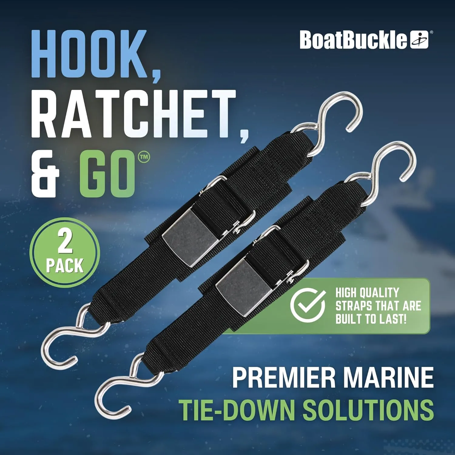BoatBuckle Stainless Steel Kwik-Lok Transom Tie-Downs