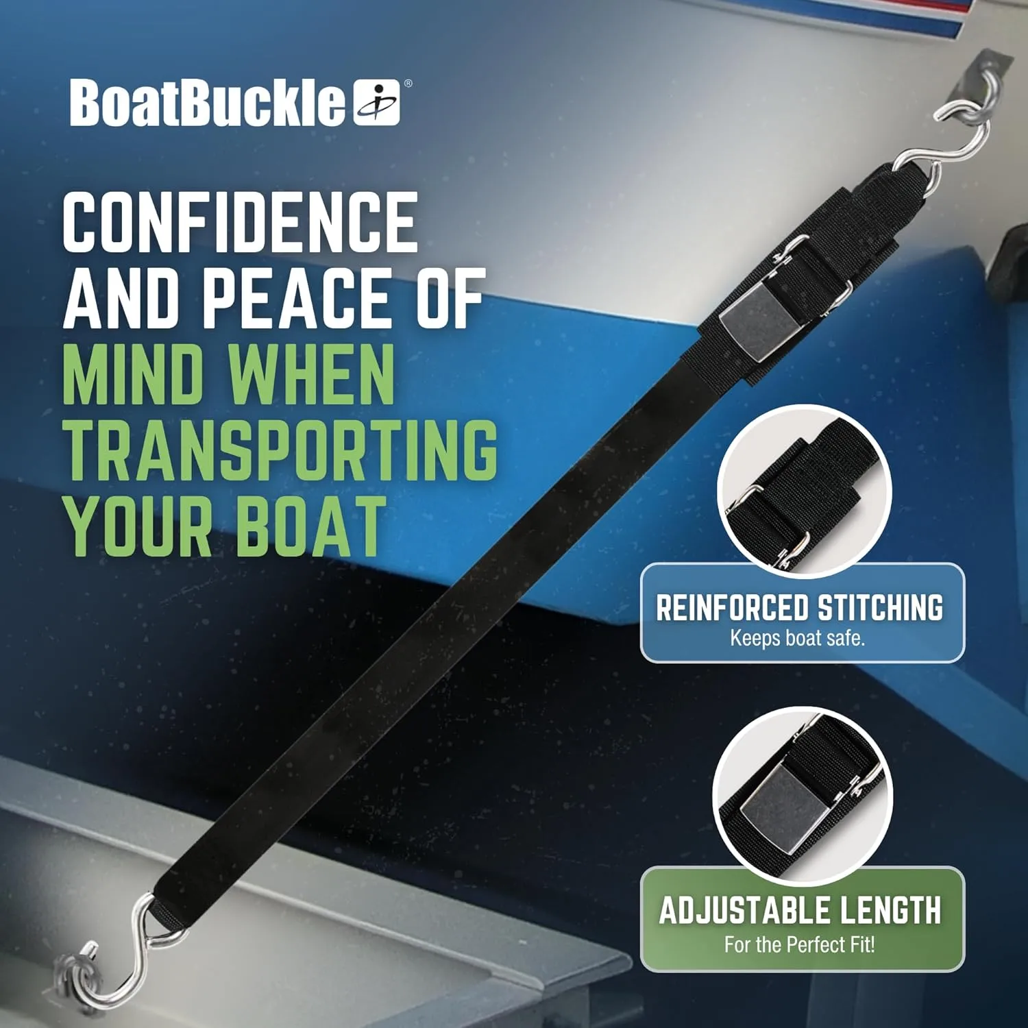 BoatBuckle Stainless Steel Kwik-Lok Transom Tie-Downs