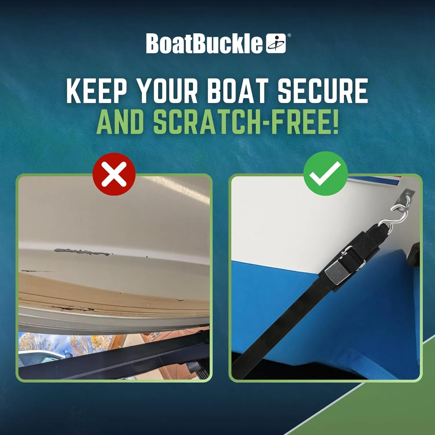 BoatBuckle Stainless Steel Kwik-Lok Transom Tie-Downs