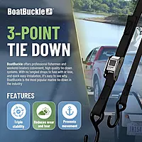 BoatBuckle P.W.C. Tri-Down w/Cam Buckle & Soft Hook - 1" x 6'