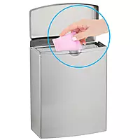 Bobrick Sanitary Napkin Disposal Wall Mounted Stainless Steel Flip Top Receptacle for Public Restrooms