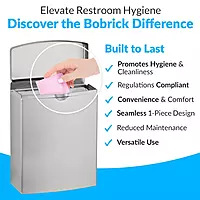 Bobrick Sanitary Napkin Disposal Wall Mounted Stainless Steel Flip Top Receptacle for Public Restrooms