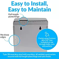 Bobrick Sanitary Napkin Disposal Wall Mounted Stainless Steel Flip Top Receptacle for Public Restrooms