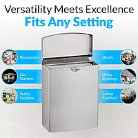 Bobrick Sanitary Napkin Disposal Wall Mounted Stainless Steel Flip Top Receptacle for Public Restrooms