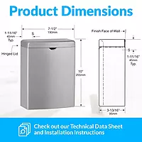 Bobrick Sanitary Napkin Disposal Wall Mounted Stainless Steel Flip Top Receptacle for Public Restrooms