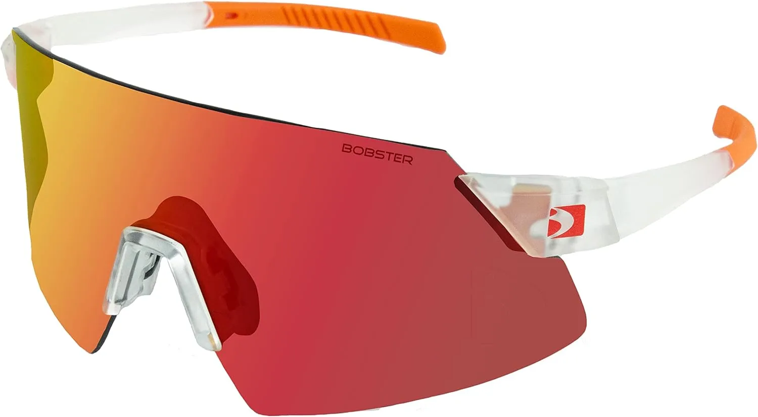 Bobster® Cadence Cycling Sunglass, Matte Clear/Orange Frame, Smoke Black Red Revo, Yellow & Clear Lens