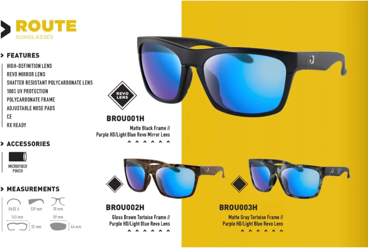 Bobster Route Sunglasses with High Definition REVO Lenses