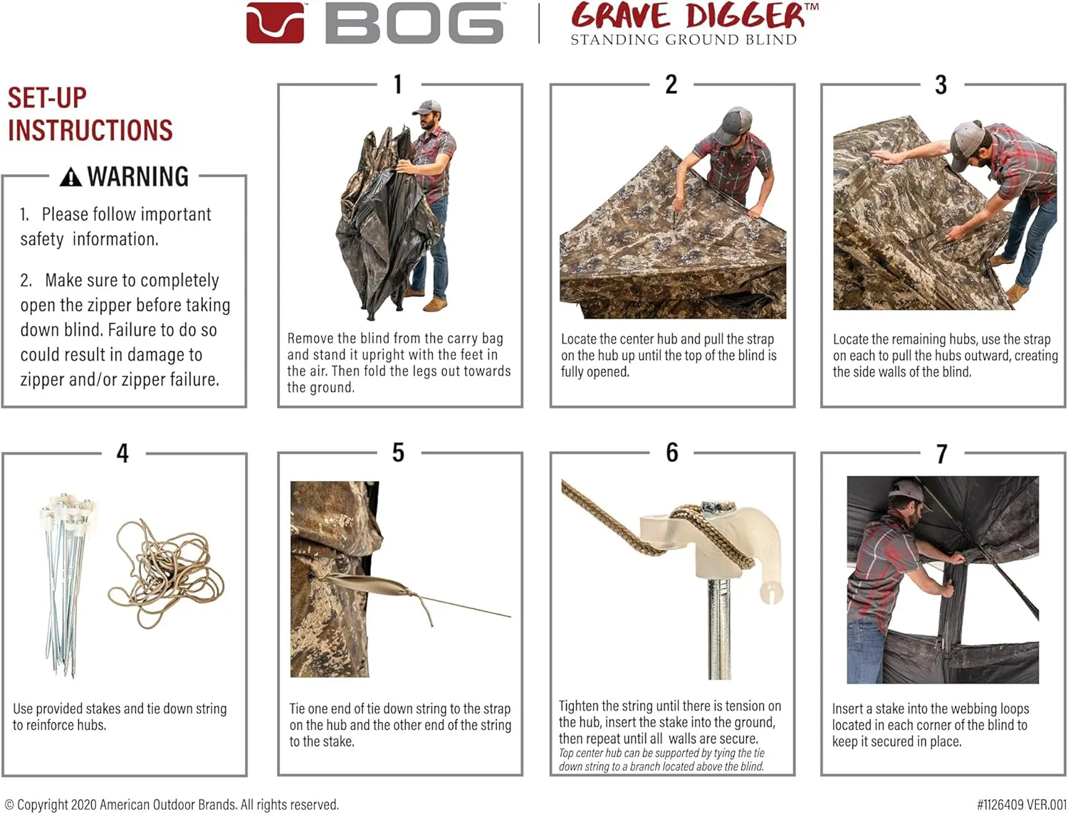 BOG Grave Digger Standing Height Ground Blind Mossy Oak with StealthZip Silent Zippers, StealthTrac Silent Windows