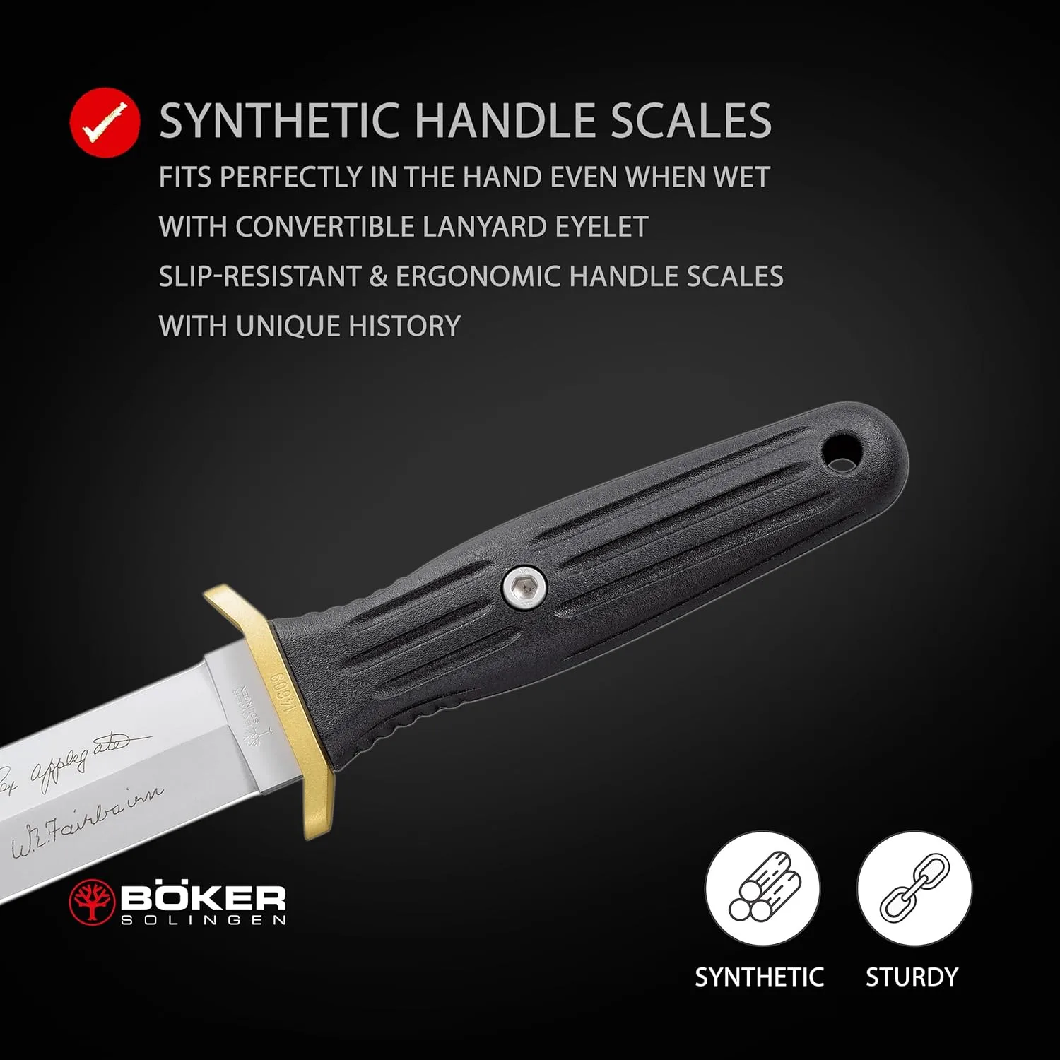Boker Applegate-Fairbairn Combat II - fixed blade knife with Kydex sheath
