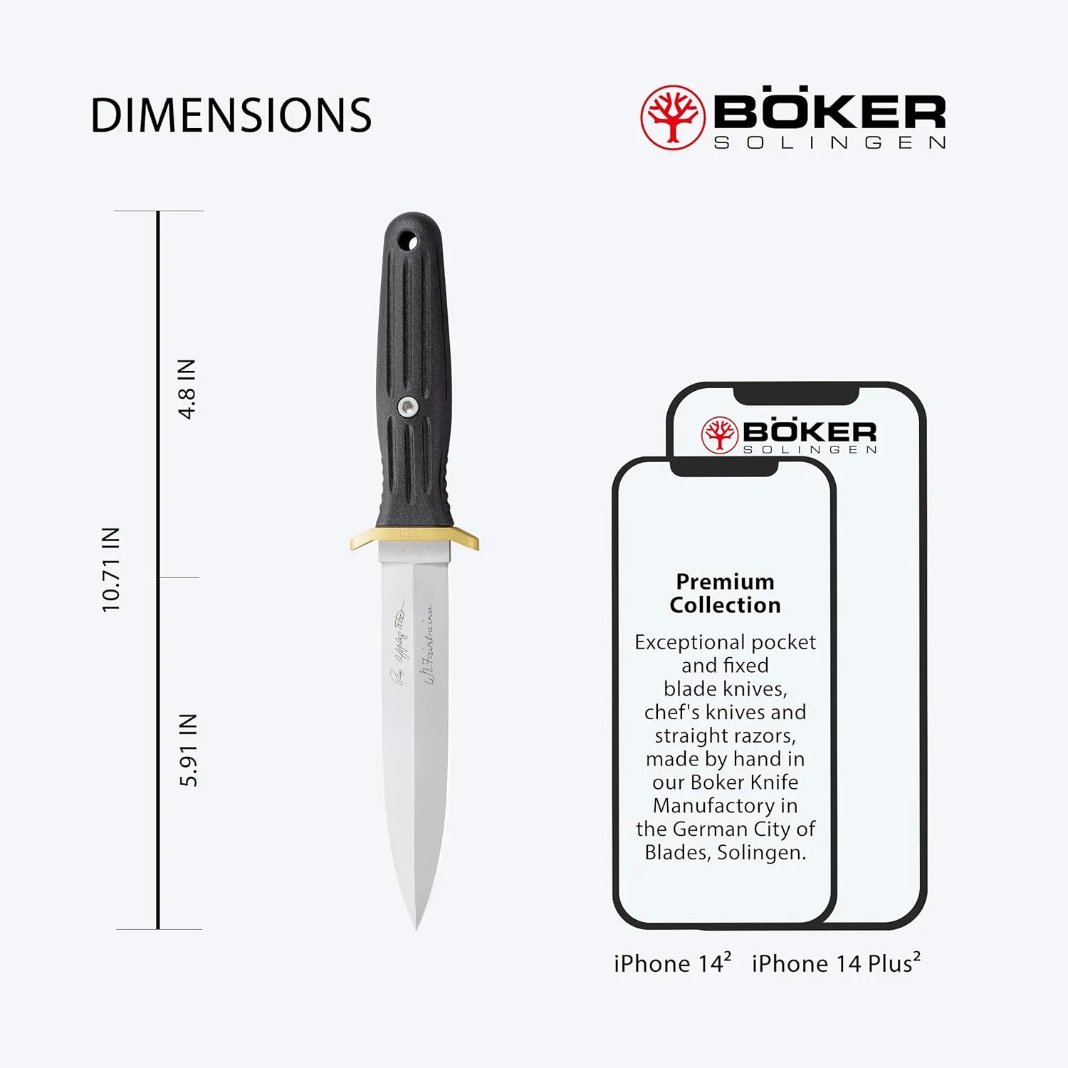 Boker Applegate-Fairbairn Combat II - fixed blade knife with Kydex sheath