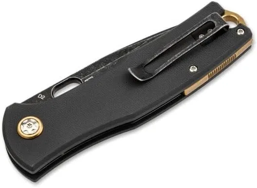 Boker Plus Fieldfolder - 3.35" Stonewashed D2 Blade, Linerlock with Black G10 Scales Designed by Jesper Voxnaes - 01BO375