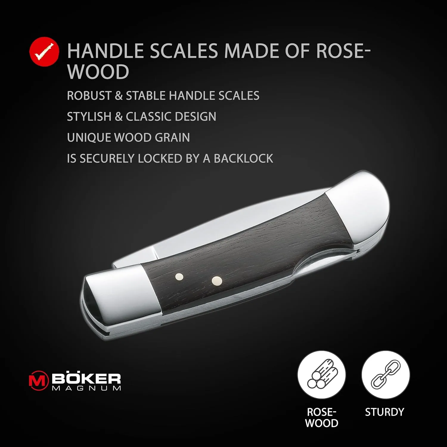 Boker Magnum 01MB318 Jewel Pocket Knife with 2 1/8 in. 440C Stainless Steel Blade, Brown