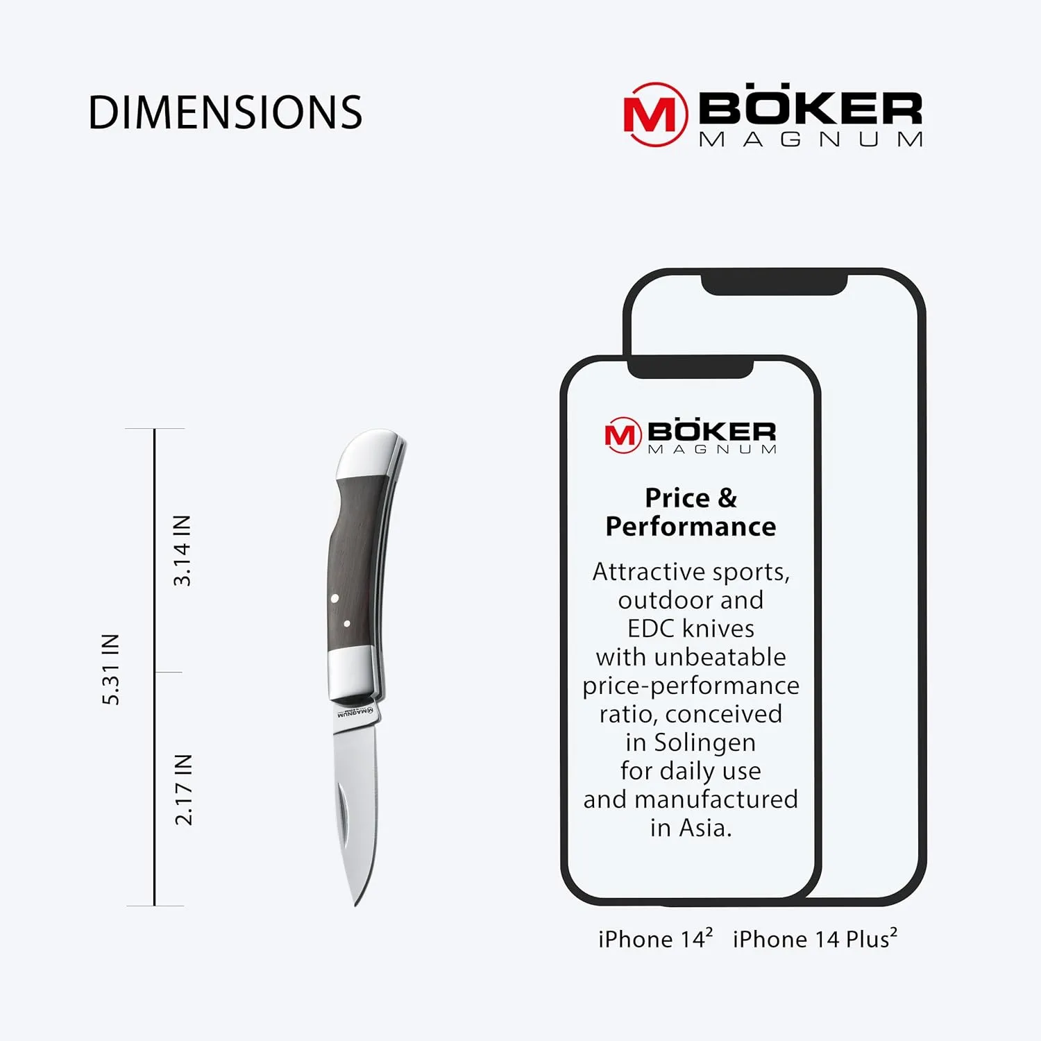 Boker Magnum 01MB318 Jewel Pocket Knife with 2 1/8 in. 440C Stainless Steel Blade, Brown