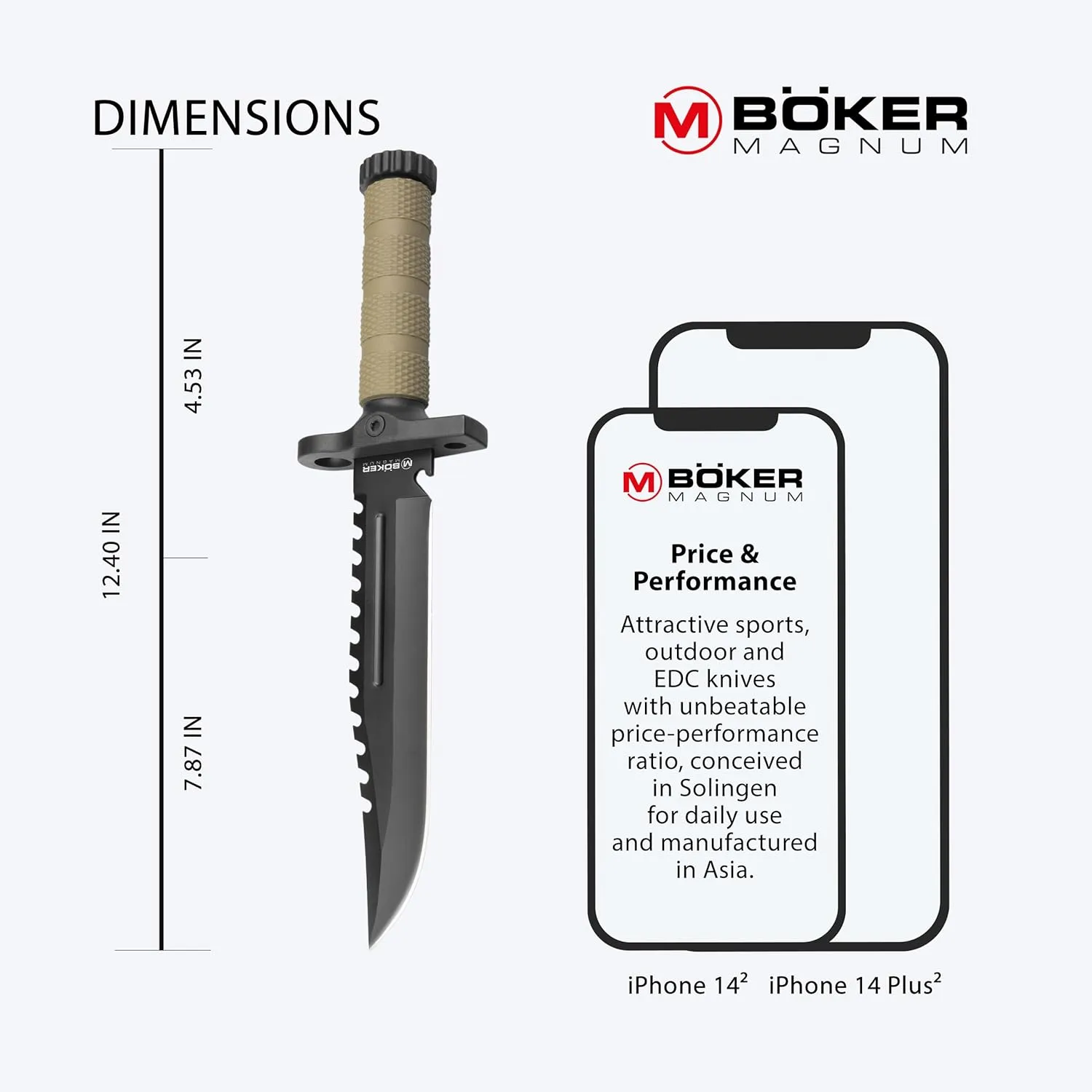 Boker Magnum M-Spec Survival Fixed Blade Knife 02SC005 Multi