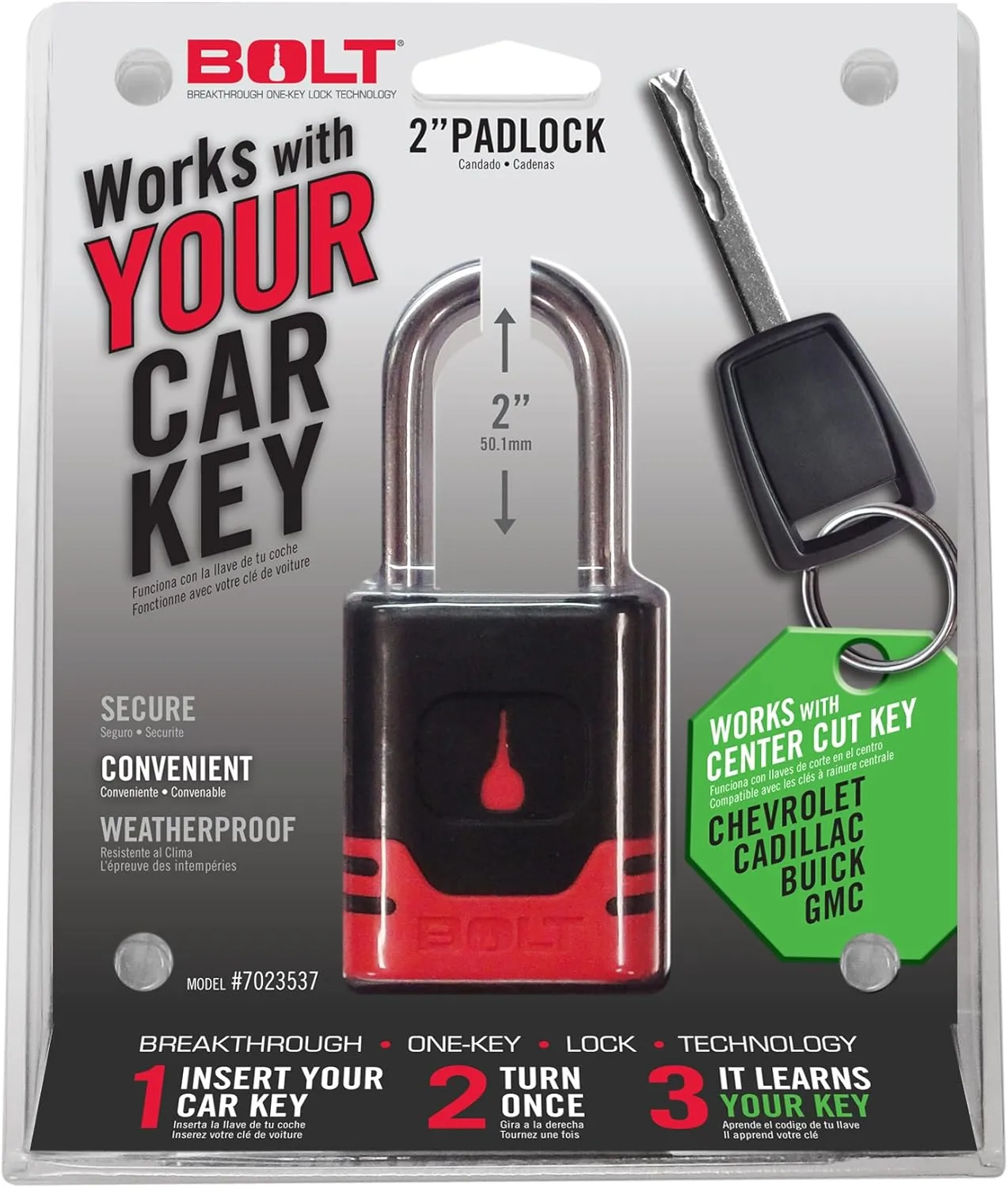 Bolt 7023537 Padlock for Chevrolet, GMC, Buick and Cadillac Center Cut Keys (Pack of 1)