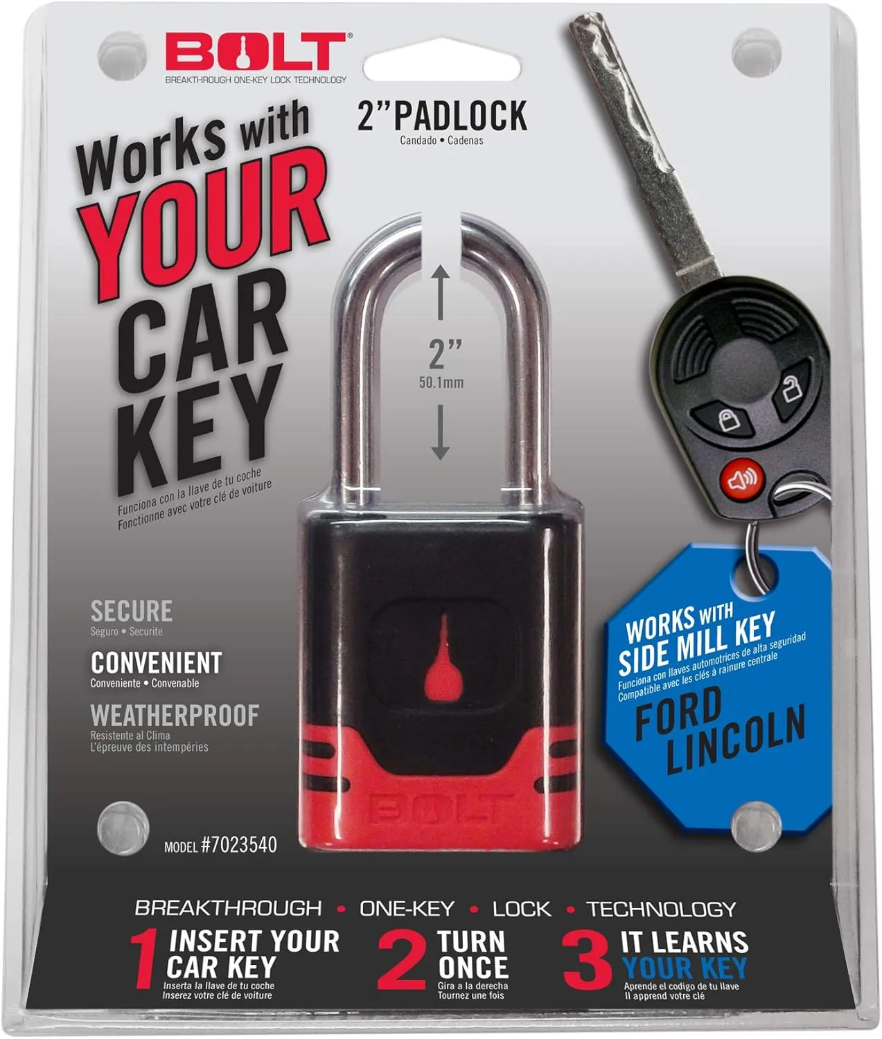 Bolt 7023540 Padlock for Side Cut Ford, Lincoln & Land Rover Keys (Pack of 1)