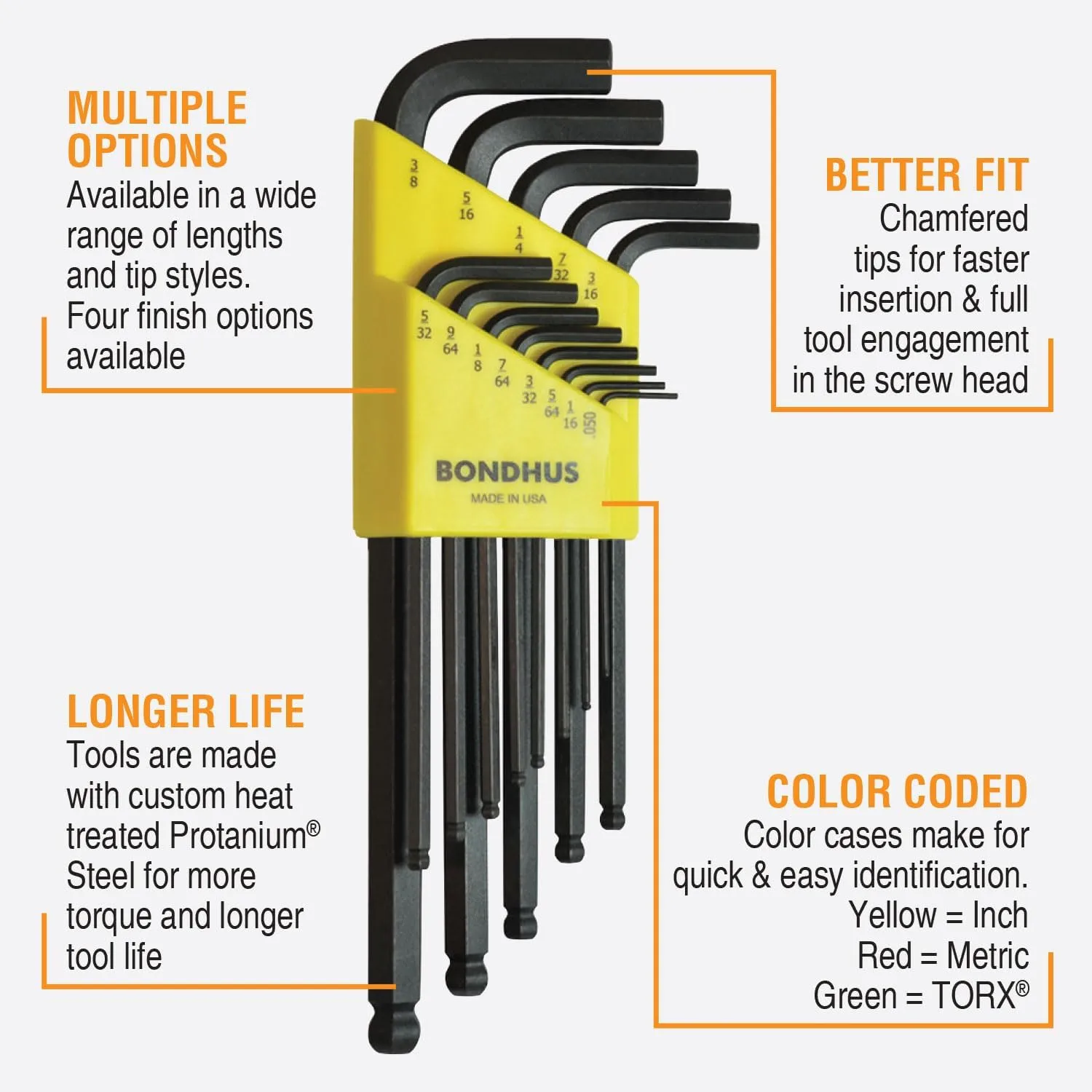 Bondhus 10937 Set of 13 Balldriver L-wrenches, sizes .050-3/8-Inch One Size Classic