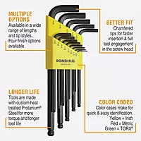 Bondhus 10937 Set of 13 Balldriver L-wrenches, sizes .050-3/8-Inch One Size Classic