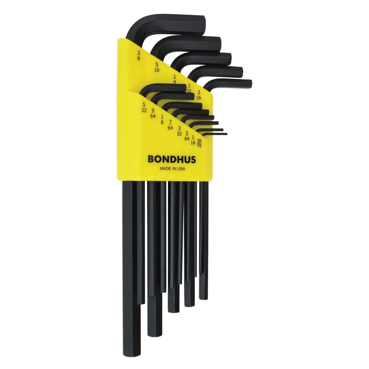Bondhus 12137 Set of 13 Hex L-wrenches, Long Length, sizes .050-3/8"