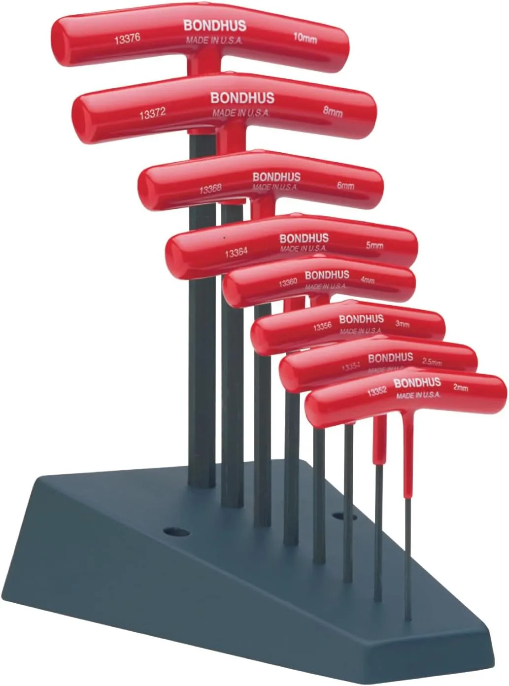Bondhus 13389 Set of 8 Hex T-handles w/Stand, sizes 2-10mm, Multicolor, One Size