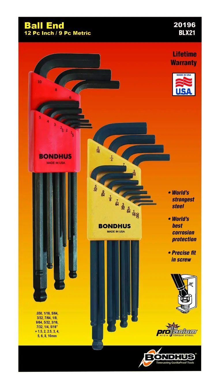 Bondhus 20196 Balldriver L-Wrench Double Pack (1.5–10mm & .050–5/16-Inch)