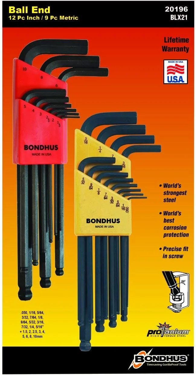 Bondhus 20196 Balldriver L-Wrench Double Pack (1.5–10mm & .050–5/16-Inch)