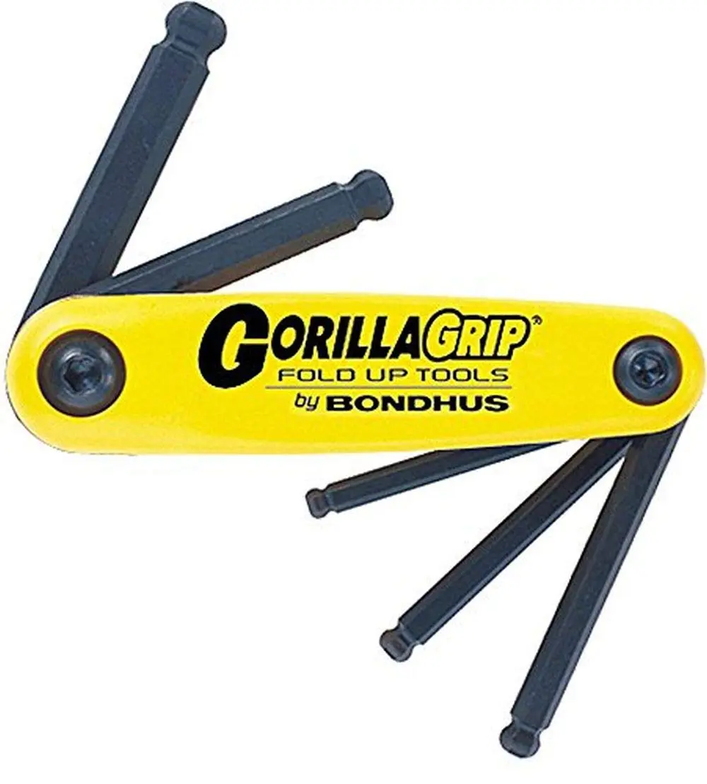 Bondhus 12894 GorillaGrip Set of 5 Ballpoint Fold-up Keys, sizes 3/16-3/8", Multicolor, One Size