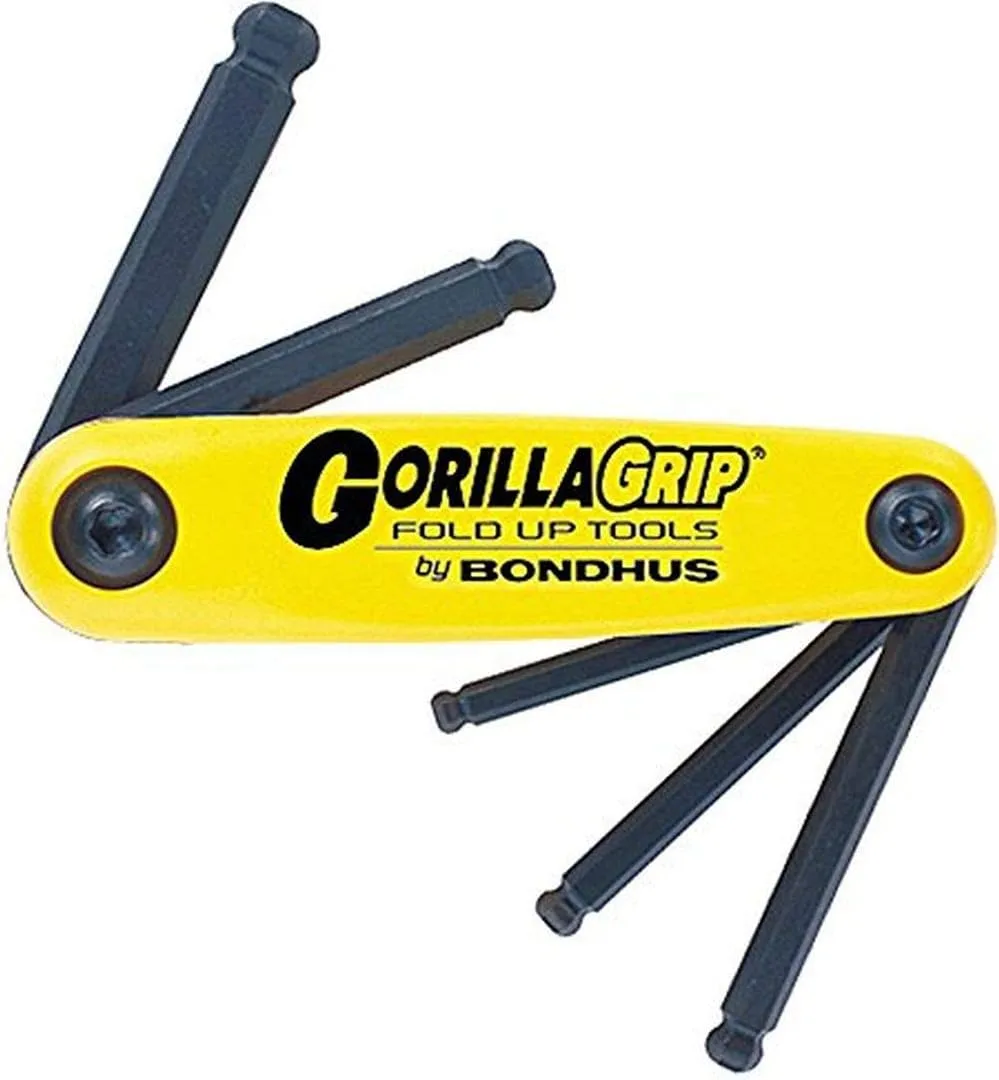 Bondhus 12894 GorillaGrip Set of 5 Ballpoint Fold-up Keys, sizes 3/16-3/8", Multicolor, One Size