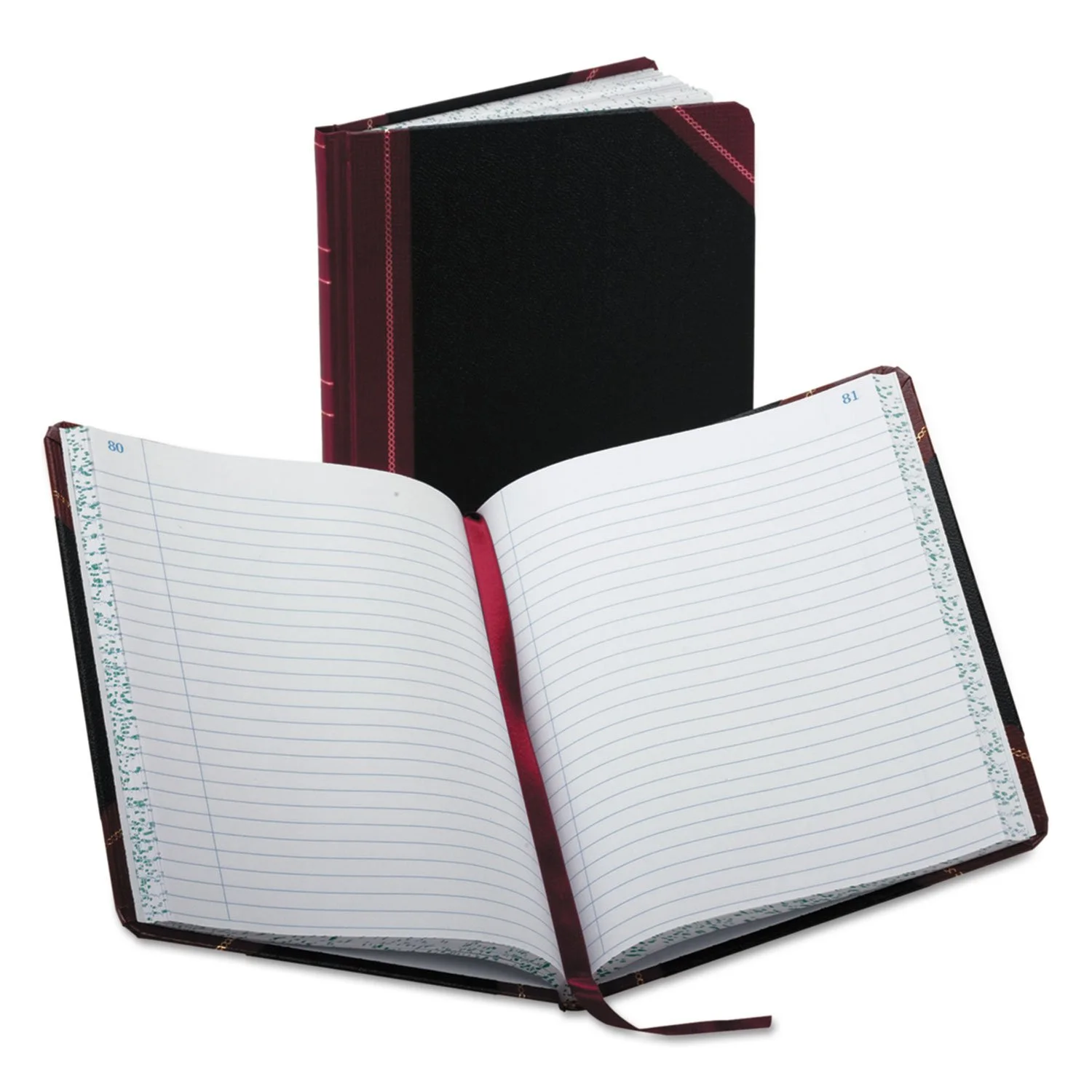 Boorum & Pease 38150R Record Book, Ruled, 150 Pages, 9-5/8-Inch x7-5/8-Inch, Black/Red