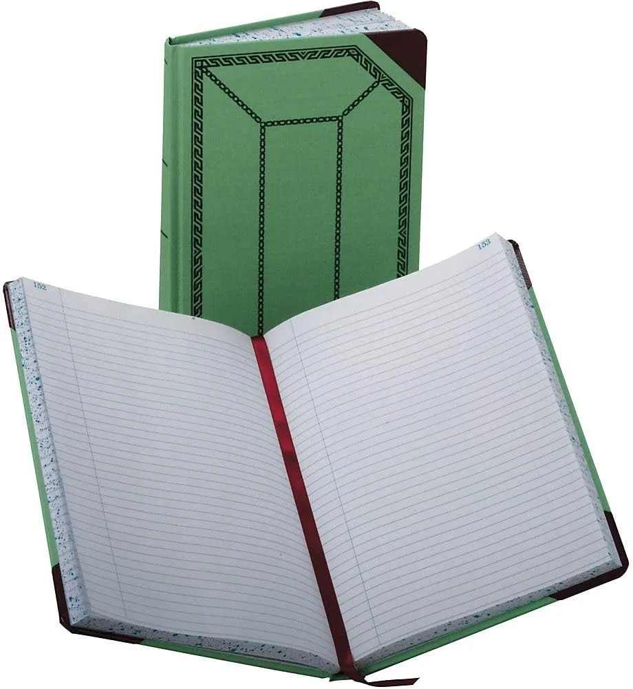 Boorum & Pease Canvas Account Book, Record, 16 Lb., 12 1/2" x 7 5/8", 300 Pages, Blue
