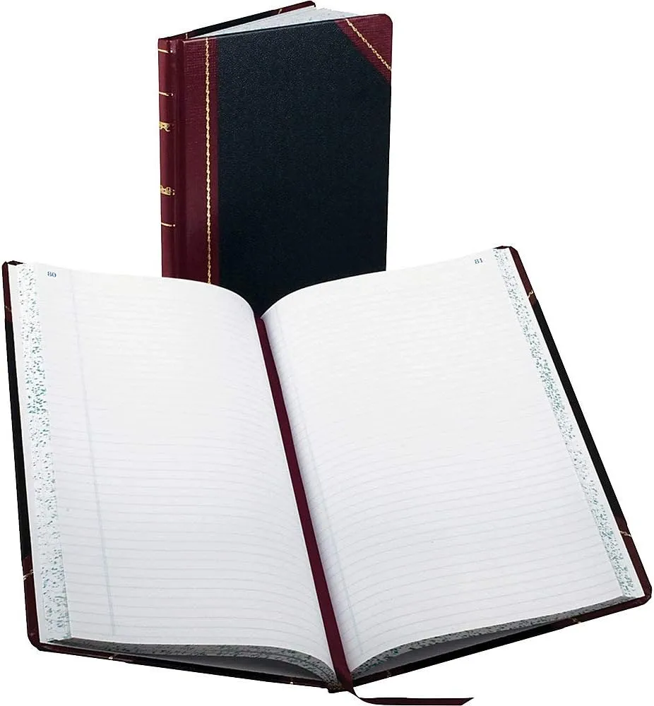 Boorum & Pease Account Record Book, 8 5/8" x 14 1/8", Record Ruled, 300 Pages, Black/Red
