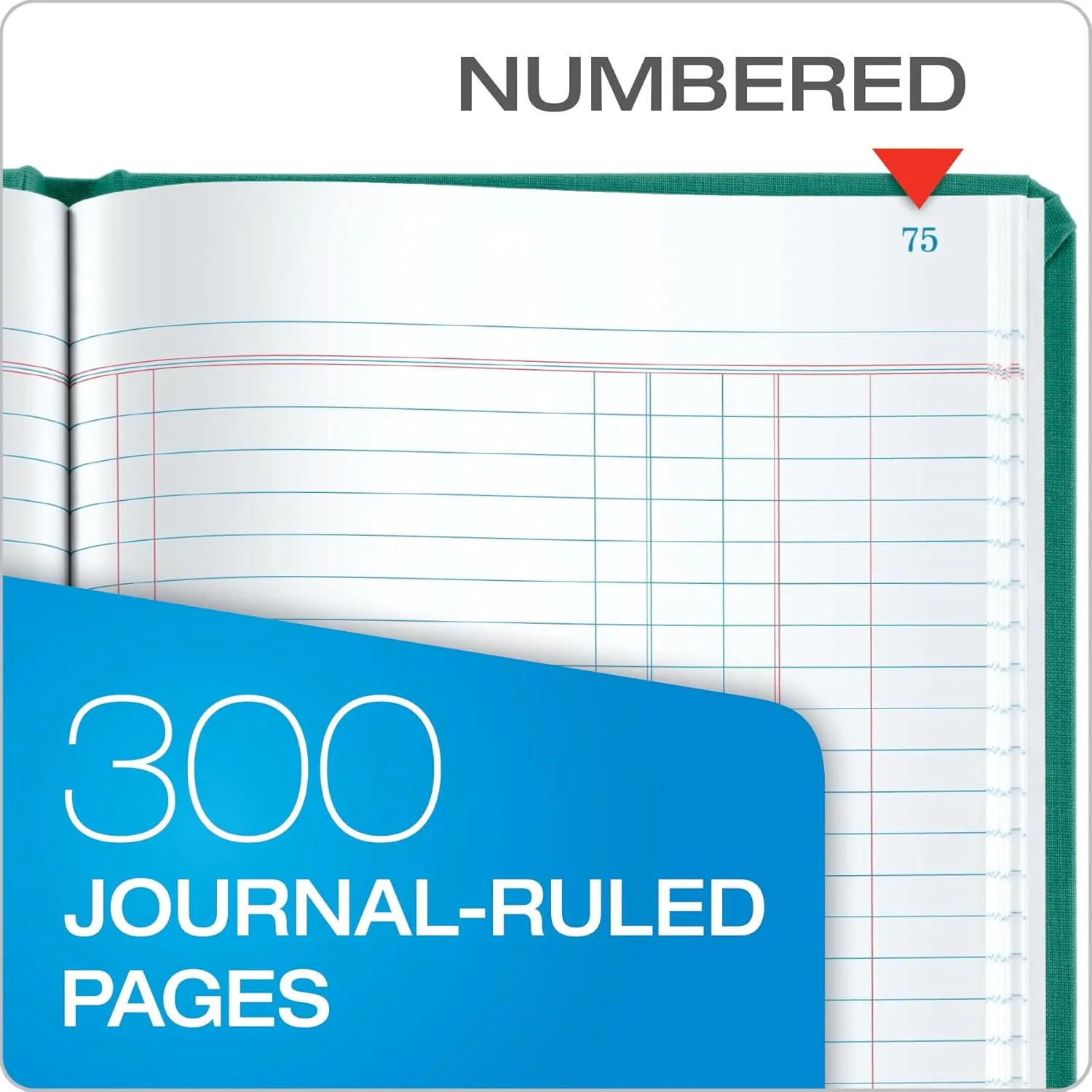 Boorum & Pease® Canvas Account Book, Journal, 16 Lb., 12 1/8" x 7 5/8", 300 Pages, Blue