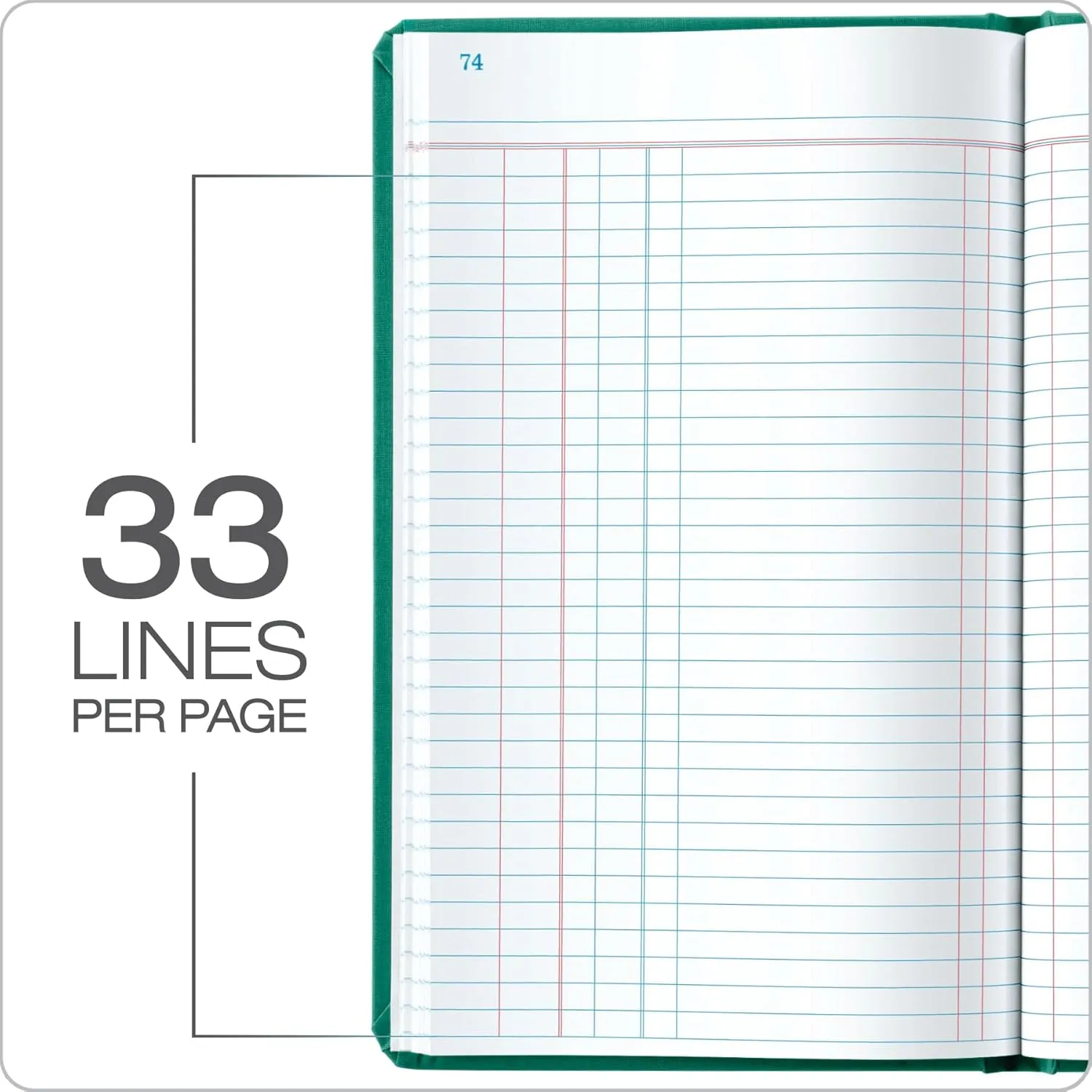 Boorum & Pease® Canvas Account Book, Journal, 16 Lb., 12 1/8" x 7 5/8", 300 Pages, Blue